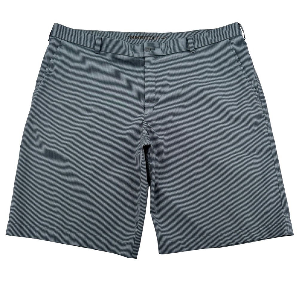 Nike Golf Gray Pinstripe Performance Shorts Dri-FIT Flat Front Golf Men Size 42